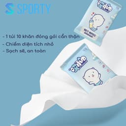 Thumbnail Túi 10 khăn giấy ướt SPORTY PS5 nhỏ gọn, an toàn cho trẻ em, người lớn, dày dặn, đóng gói chắc chắn 2