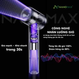 Thumbnail Máy Sấy Tóc NANOMAX R2 Màn Hình Hiển Thị Chế Độ Nhiệt Công Suất 1500W, 4 Chế Độ Nhiệt, 3 Tốc Độ Gió 2