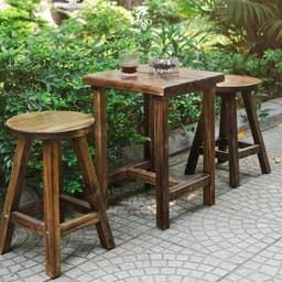 Thumbnail Ghế đôn tròn gỗ thông FEGO cao 45cm phù hợp với bàn ăn và làm việc 2