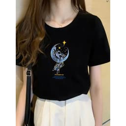 Thumbnail Áo phông chất liệu 100% cotton cao cấp thấm hút mồ hồi in hình trăng sao nhiều màufreesize đến 70kg 1
