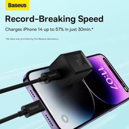 Thumbnail Củ Sạc Baseus 30W GaN5 Hỗ Trợ Sạc Nhanh PD QC PPS với Cáp Type C cho phone kèm dây 30W 2