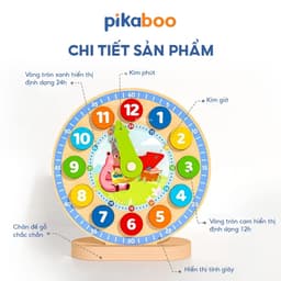 Thumbnail Đồ chơi giáo dục montessori đồng hồ số học gỗ Pikaboo, giúp bé phát triển tư duy trí tuệ ngay từ nhỏ 4