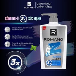 Thumbnail Tắm gội cho nam 2in1 Romano Gen Z Hương Forest Cedar/ Sea Breeze 610g (Tặng mùi ngẫu nhiên) 2