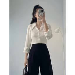 Thumbnail Quần công sở nữ ống suông khoá sườn vải tuyết mưa EMIX Q030/P0K35 3