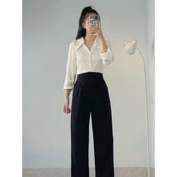 Thumbnail Quần công sở nữ ống suông khoá sườn vải tuyết mưa EMIX Q030/P0K35 2
