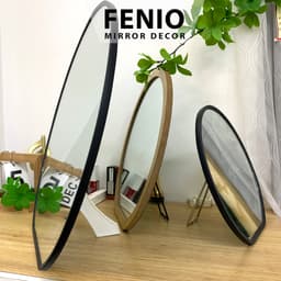 Thumbnail Gương để bàn trang điểm viền khung gỗ gương hình tròn khuyết 4