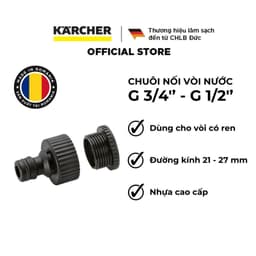 Thumbnail Đầu nối vòi nước có ren G 3/4 với bộ giảm ren G 1/2 - Phù hợp vòi nước có ren đường kính 21 - 27mm 1
