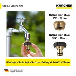 Thumbnail Đầu nối ống nước bằng đồng cao cấp Karcher G 3/4 và bộ giảm ren G 1/2 - Phù hợp với vòi có ren đường kính 21 - 27mm 1