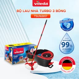 Thumbnail Cây lau nhà VILEDA Turbo Easy Wring&Clean đầu lau tam giác, xô giặt quay bằng chân, + 2 bông lau (Tổng 3 bông) 3