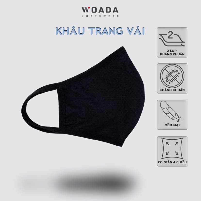 Ảnh Khẩu Trang Vải Chất Liệu Polyamide Cao Cấp Thoáng Khí Thương Hiệu WOADA LKKT02 3