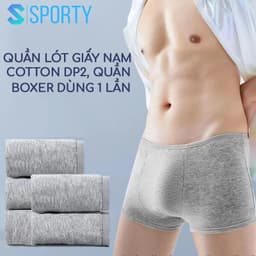 Thumbnail Quần lót giấy boxer nam SPORTY DP2 100% cotton 2 lớp đáy dùng khi đi công tác, du lịch, học quân sự 1