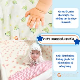 Thumbnail Ga Cũi Cho Bé GOLDCAT GCC Chất Liệu Cotton Mềm Mát Dùng Cho Đệm Dày 5-10cm, Giặt Máy Thoải Mái 2