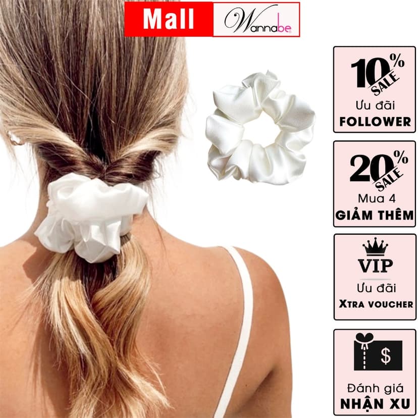 Ảnh Dây buộc tóc lụa WANNABE cột tóc satin scrunchies thời trang làm đẹp tóc siêu xinh cho chị em KT002 2