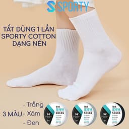 Thumbnail Tất dùng 1 lần nam nữ SPORTY 100% cotton dạng nén thoáng khí, thấm hút mồ hôi, dễ dàng mang theo 1