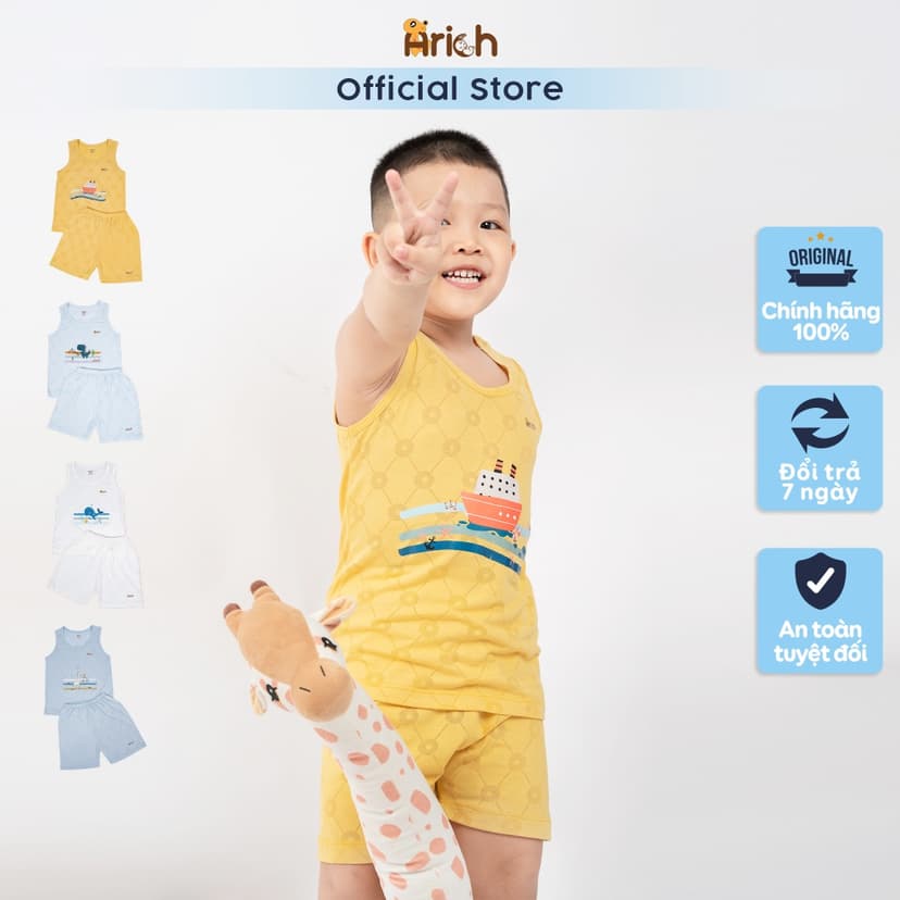 Ảnh Ba lỗ thông hơi vải sợi tre họa tiết đáng yêu cho Bé size từ 6 tháng-5 tuổi 1
