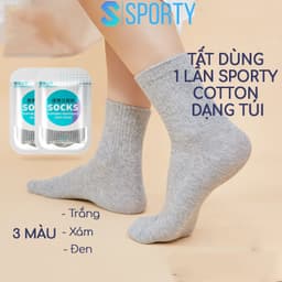 Thumbnail Tất dùng 1 lần nam nữ SPORTY 100% cotton dạng túi thoáng khí, thấm hút mồ hôi, dễ dàng mang theo 1