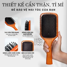 Thumbnail Lược gỗ chải tóc gỡ rối chất liệu sồi cao cấp VƯỜN THẢO MỘC massage da đầu chống rụng kích thích mọc tóc thư giãn 1