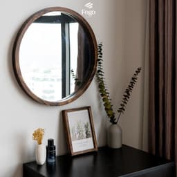 Thumbnail Gương tròn viền gỗ tự nhiên FEGO cho bàn trang điểm, nhà tắm, decor quán cafe 1