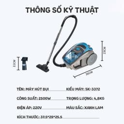 Thumbnail Máy hút bụi gia đình công suất lớn 2500W SOKANY SK-3372, lực hút mạnh giảm tiếng ồn 2