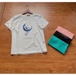 Thumbnail Áo phông chất liệu 100% cotton cao cấp thấm hút mồ hồi in hình trăng sao nhiều màufreesize đến 70kg 3