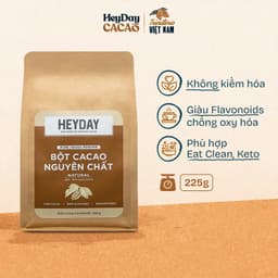 Thumbnail Bột cacao nguyên chất Việt Nam Heyday - Dòng Natural thuần tự nhiên, không kiềm hoá - Túi giấy 225g 1