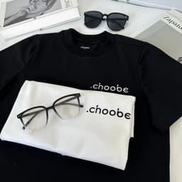 Thumbnail Áo phông baby tee Choobe nữ thun cộc tay cổ cao basic trơn thêu chữ chất vải cotton co giãn thoáng mát A98 1
