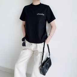Thumbnail Áo phông baby tee Choobe nữ thun cộc tay cổ cao basic trơn thêu chữ chất vải cotton co giãn thoáng mát A98 2