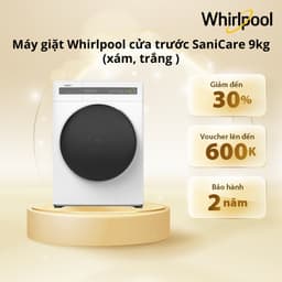 Thumbnail Máy giặt Whirlpool cửa trước SaniCare 9kg FWEB9002 2 màu xám trắng - Bảo Hành 2 Năm 1
