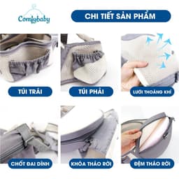 Thumbnail Địu Ngồi Em Bé 4 Tư Thế trợ lực chống gù siêu thoáng, mềm mại ComfyBaby 906 Kèm Túi Cao Cấp 4