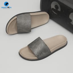 Thumbnail Dép nam quai ngang Da cao cấp SMARTMEN DC-12 Xám 1