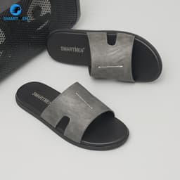 Thumbnail Dép nam quai ngang Da cao cấp SMARTMEN DE-08 Xám 4