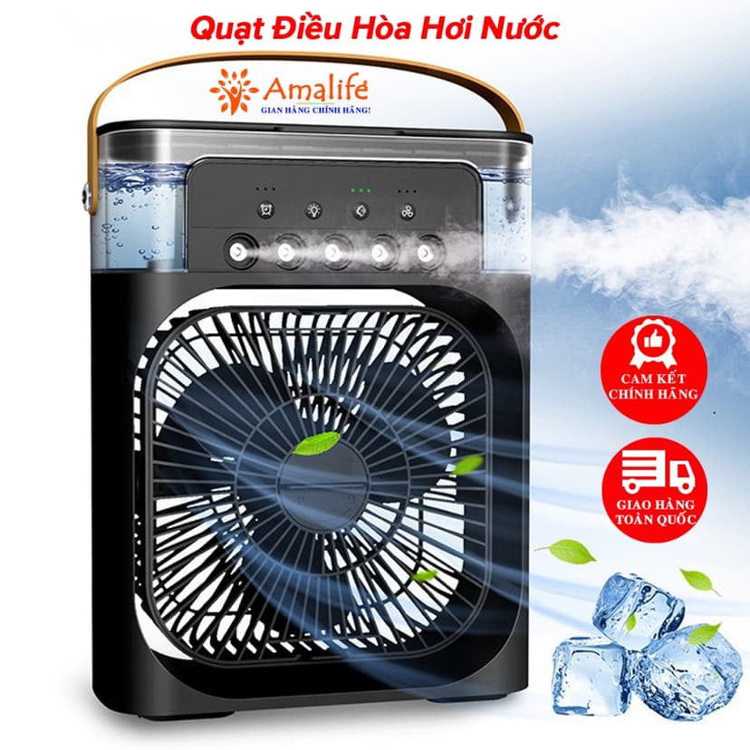 Ảnh Quạt Điều Hòa Hơi Nước, Phun Sương Dung Tích 600ml, Quạt Phun Sương Làm Mát Có 3 Chế Độ Tích Hợp Đèn Ngủ Hãng Amalife 1