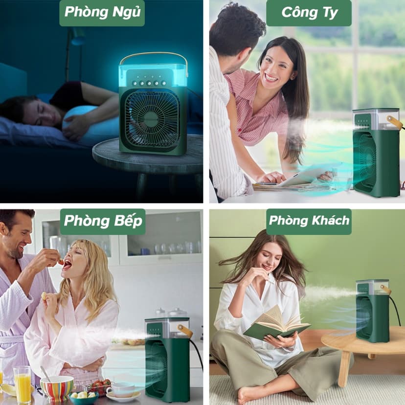 Ảnh Quạt Điều Hòa Hơi Nước, Phun Sương Dung Tích 600ml, Quạt Phun Sương Làm Mát Có 3 Chế Độ Tích Hợp Đèn Ngủ Hãng Amalife 2