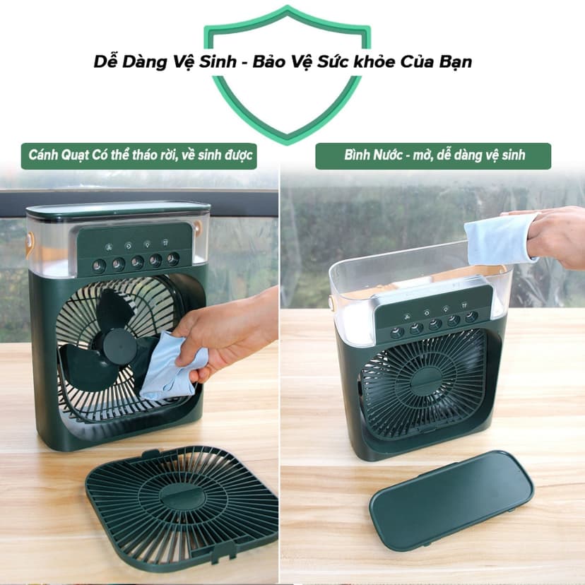 Ảnh Quạt Điều Hòa Hơi Nước, Phun Sương Dung Tích 600ml, Quạt Phun Sương Làm Mát Có 3 Chế Độ Tích Hợp Đèn Ngủ Hãng Amalife 3