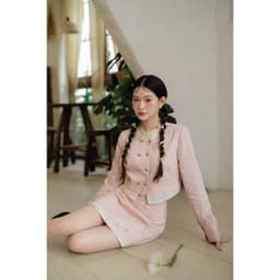 Thumbnail Set đồ áo sơ mi kẻ phối vạt trắng 2 hàng cúc kẻ 2S11.2403RC và chân váy A đính nơ nhỏ kẻ đính nơ 4S10.2403RC JM Dress 1