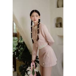 Thumbnail Set đồ áo sơ mi kẻ phối vạt trắng 2 hàng cúc kẻ 2S11.2403RC và chân váy A đính nơ nhỏ kẻ đính nơ 4S10.2403RC JM Dress 2