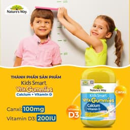 Thumbnail Kẹo Dẻo Vi Chất Cho Bé Nature’s Way Kids Smart Vita Gummies Calcium + Vitamin D, Kẹo Cao Hỗ Trợ Phát Triển Chiều Cao 60v 2