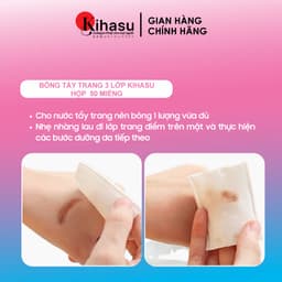 Thumbnail Bông tẩy trang Kihasu 100% cotton 3 lớp mềm mại làm sạch bụi bẩn, lớp trang điểm, an toàn cho mọi loại da 3