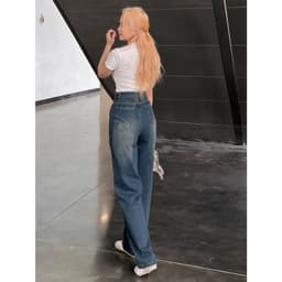 Thumbnail Quần jean nữ ống suông gân trước EMIX Quan9589/P13K27 2