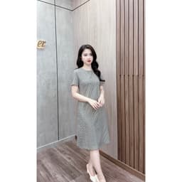 Thumbnail Váy đầm kẻ caro dáng xuông cổ tròn che khuyết  điểm tốt thiết kế trẻ trung Evalover 3