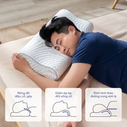 Thumbnail Gối Foam Goodnight Nori 1.0 30*60 lượn sóng nâng đỡ cổ vai gáy 4