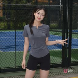 Thumbnail Áo tập gym yoga nữ Slimfit Tee cổ V ngắn tay chất liệu co giãn thấm hút mồ hôi Today U Wear 3