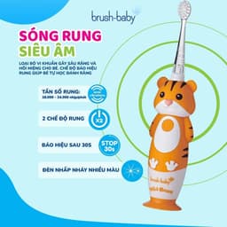 Thumbnail Brush-Baby Bàn chải điện sóng âm WildOnes kèm sạc, 2 chế độ làm sạch răng an toàn và hiệu quả cho bé (0 - 10 tuổi) 3