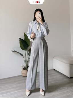 Thumbnail Quần Tây Ống Suông Rộng Công Sở ENVY QK47 1
