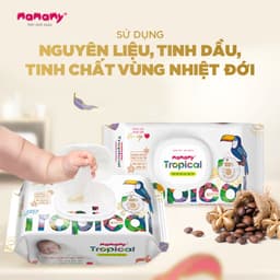Thumbnail Khăn ướt cao cấp cho bé Mamamy Tropical gói 90 tờ 100% sợi tự nhiên và rayon ngừa hăm, mềm dai sạch cực 4