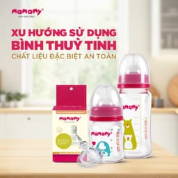Thumbnail Bình sữa cao cấp Mamamy cho bé dung tích 120ml, 240ml chất liệu thuỷ tinh siêu cứng, chống sặc và đầy hơi 2