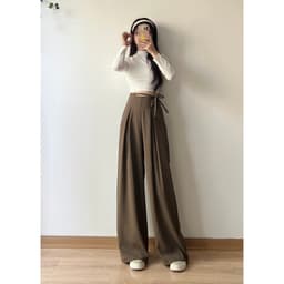 Thumbnail Quần công sở nữ ống suông kèm dây đai thời trang EMIX cạp cao chất ruby Quansuong018/P2K6 1