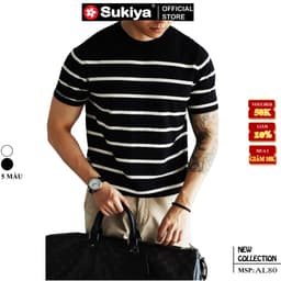Thumbnail Áo Len Dệt Kim Cổ Tròn Nam BASIC SUKIYA Chất Sợi Cotton Cao Cấp Mềm Mịn Thoáng Mát AL80 2