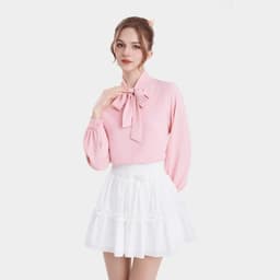 Thumbnail Áo kiểu sơ mi nữ MARC FASHION tay dài thắt nơ CBMX019822 3