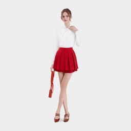 Thumbnail Áo kiểu sơ mi nữ MARC FASHION tay dài thắt nơ CBMX019822 4